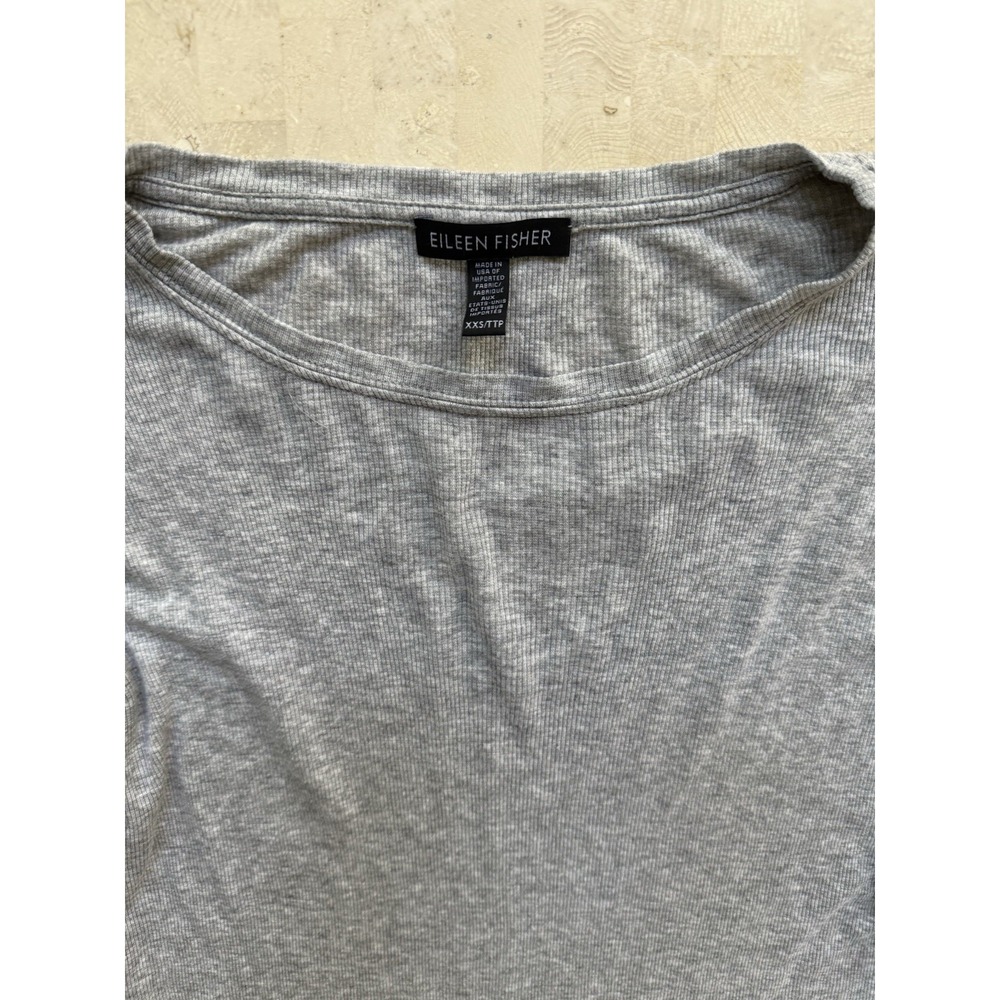 Eileen Fisher Long Sleeve Tshirt Women's Gray Tencel Ribbed Quiet‎ Luxury XXS - Picture 2 of 7
